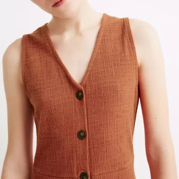 Sleeveless Button-Front Mini Dress / MEDIUM / AFTERGLOW RED- Madewell - Picture 3 of 9